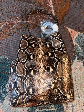Aldo Snake-Print Reptile Tote in Brown and Black
